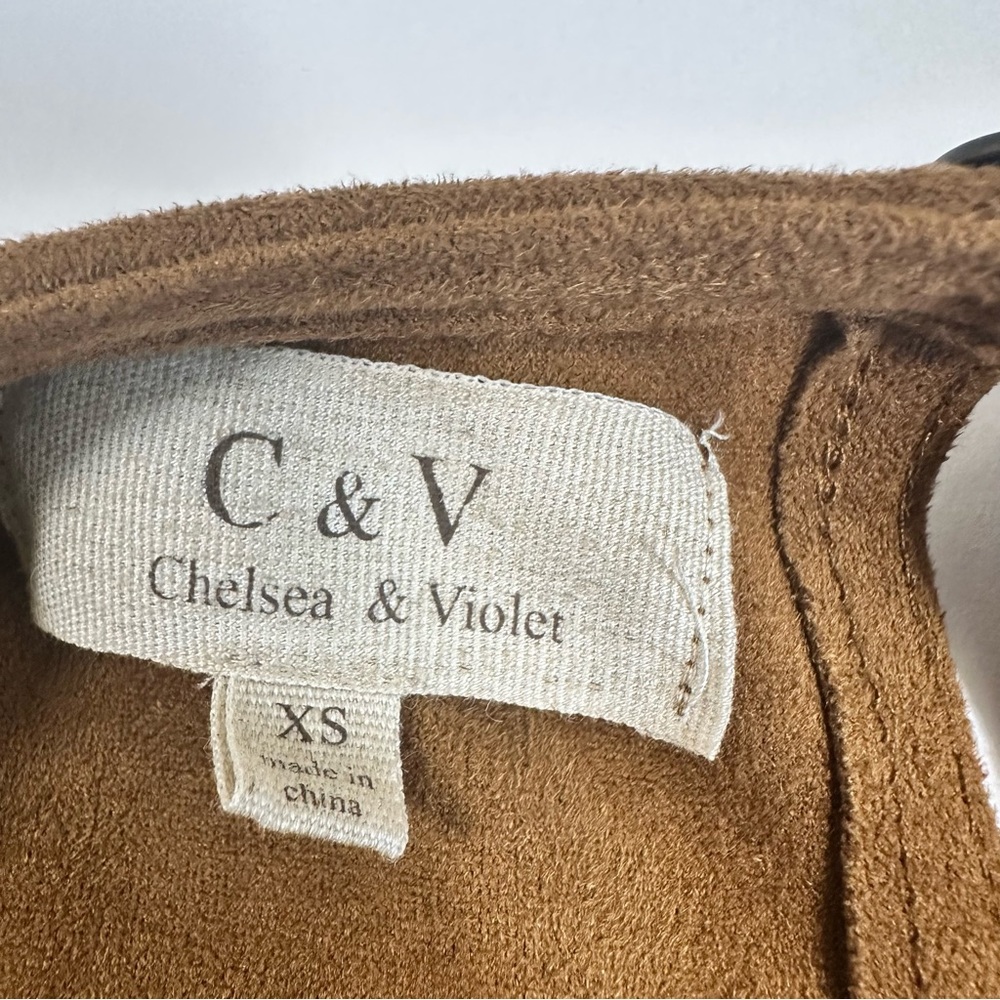 Chelsea & Violet Faux Brown Suede Babydoll Dress XS Pockets Prairie Cottagecore - Picture 9 of 10